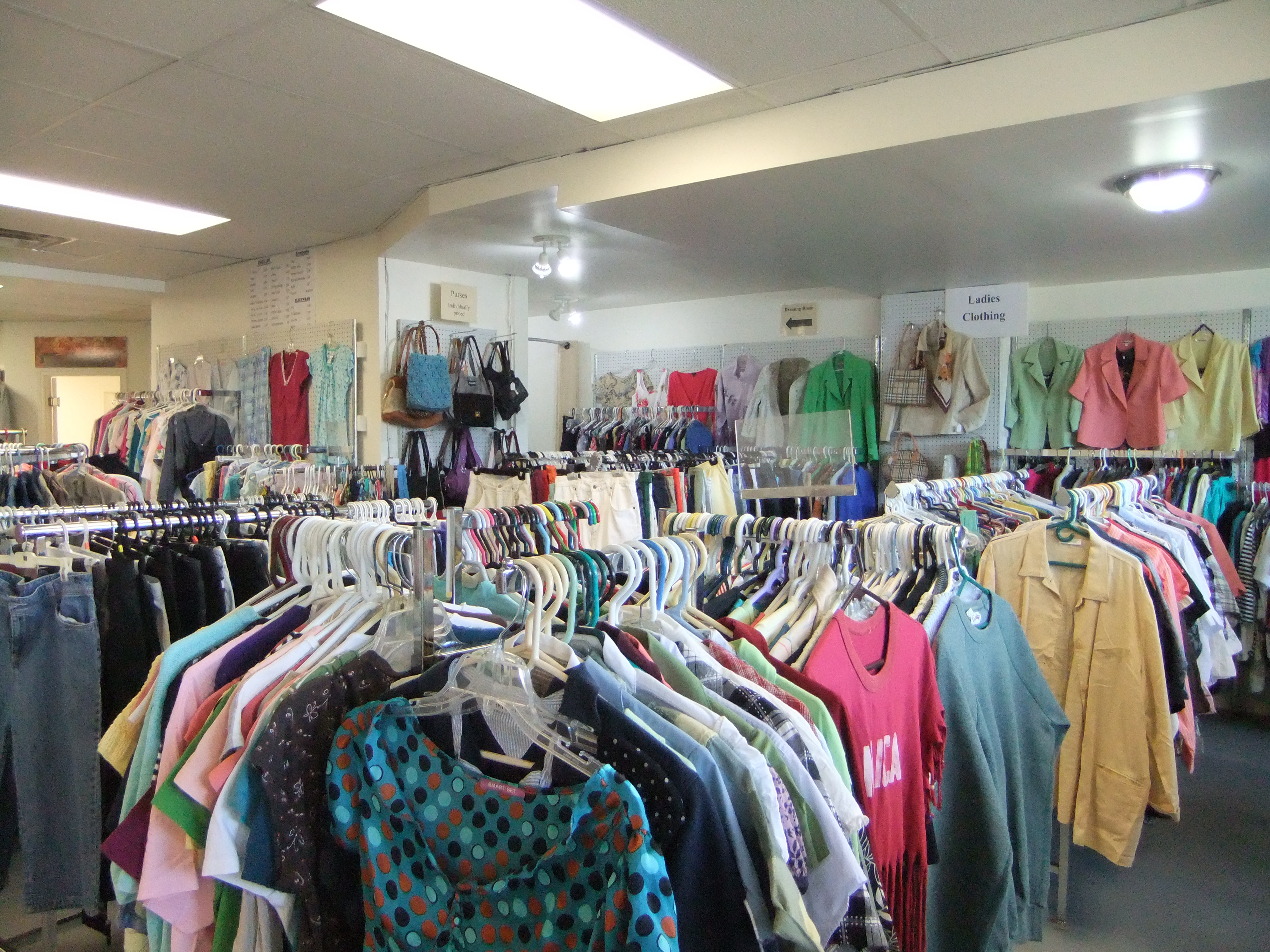 clothing racks in shop